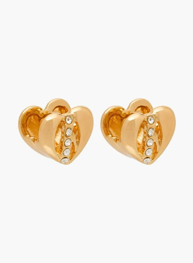 Flora Bella By Shoexpress Heart-Shaped Metallic Earrings - Set Of 3